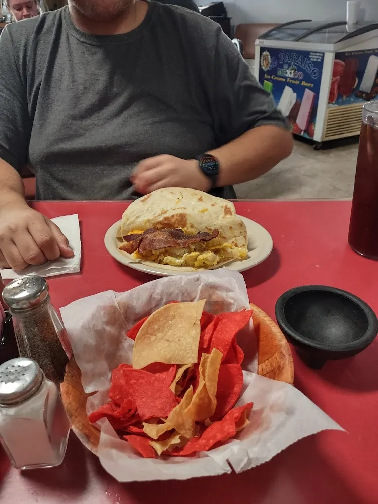 Potato Egg Taco with Strip of Bacon I